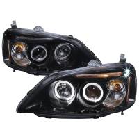 Spec'D Tuning Products - Spec-D 2001-2003 Honda Civic Dual Halo Projector Headlights (Glossy Black Housing/Smoke Lens) - Image 1