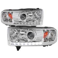Spec'D Tuning Products - Spec-D 1994-2001 Dodge RAM 1500/ 1994-2002 RAM 2500 3500 Projector Headlights w/ SMD LED Light Strip (Chrome Housing/Clear Lens) - Image 1