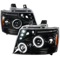 Spec'D Tuning Products - Spec-D 2007-2013 Chevrolet Avalanche/ 2007-2014 Tahoe Suburban Dual Halo Projector Headlights (Jet Black Housing/Clear Lens) - Image 1