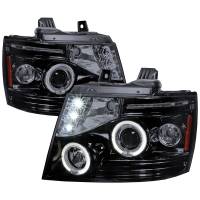 Spec'D Tuning Products - Spec-D 2007-2013 Chevrolet Avalanche/ 2007-2014 Tahoe Suburban Dual Halo Projector Headlights (Glossy Black Housing/Smoke Lens) - Image 1