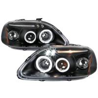 Spec'D Tuning Products - Spec-D 1996-1998 Honda Civic Dual Halo Projector Headlights (Matte Black Housing/Clear Lens) - Image 1