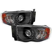 Spec'D Tuning Products - Spec-D 2002-2005 Dodge RAM 1500/ 2003-2005 RAM 2500 3500 Projector Headlights w/ Amber Reflectors (Matte Black Housing/Clear Lens) - Image 1