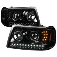 Spec'D Tuning Products - Spec-D 2001-2011 Ford Ranger Projector Headlights w/ LED Light Strip & LED Turn Signal Lights (Jet Black Housing/Clear Lens) - Image 1