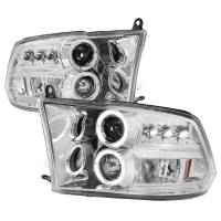 Spec'D Tuning Products - Spec-D 2009-2018 Dodge RAM 1500 / 2019-2021 RAM Classic / 2010-2018 RAM 2500 3500 Dual Halo Projector Headlights (Chrome Housing/Clear Lens) - Image 1