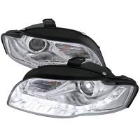 Spec'D Tuning Products - Spec-D 2006-2008 Audi A4 Projector Headlights w/ R8 Style SMD LED Light Strip (Chrome Housing/Clear Lens) - Image 1