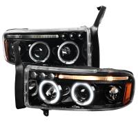 Spec'D Tuning Products - Spec-D 1994-2001 Dodge RAM 1500 2500 3500 Dual Halo Projector Headlights (Jet Black Housing/Clear Lens) - Image 1