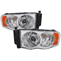Spec'D Tuning Products - Spec-D 2002-2005 Dodge RAM 1500/ 2003-2005 RAM 2500 3500 Projector Headlights w/ Amber Reflectors (Chrome Housing/Clear Lens) - Image 1