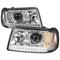 Spec'D Tuning Products - Spec-D 2001-2011 Ford Ranger Projector Headlights w/ LED Light Strip & LED Turn Signal Lights (Chrome Housing/Clear Lens) - Image 1