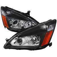 Spec'D Tuning Products - Spec-D 2003-2007 Honda Accord Retro Style Projector Headlights w/ Amber Reflectors (Matte Black Housing/Clear Lens) - Image 1