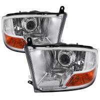 Spec'D Tuning Products - Spec-D 2009-2018 Dodge RAM 1500 / 2019-2021 RAM Classic / 2010-2018 RAM 2500 3500 Retro Style Projector Headlights (Chrome Housing/Clear Lens) - Image 1