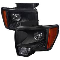 Spec'D Tuning Products - Spec-D 2009-2014 Ford F-150 Projector Headlights w/ Amber Reflectors (Matte Black Housing/Clear Lens) - Image 1