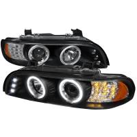 Spec'D Tuning Products - Spec-D 2001-2003 BMW E39 5 Series Dual Halo Projector Headlights w/ LED Turn Signal Lights (Matte Black Housing/Clear Lens) - Image 1
