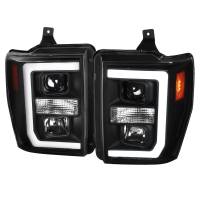 Spec'D Tuning Products - Spec-D 2008-2010 Ford F-250 F-350 F-450 LED C-Bar Projector Headlight (Matte Black Housing/Clear Lens) - Image 1