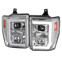 Spec'D Tuning Products - Spec-D 2008-2010 Ford F-250 F-350 F-450 LED C-Bar Projector Headlight (Chrome Housing/Clear Lens) - Image 1
