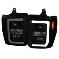 Spec'D Tuning Products - Spec-D 2008-2010 Ford F-250 F-350 F-450 LED C-Bar Projector Headlight (Black Housing/Smoke Lens) - Image 1