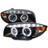 Spec'D Tuning Products - Spec-D 2004-2013 BMW E81 E82 E87 E88 Dual Halo Projector Headlights w/ LED Light Strip (Matte Black Housing/Clear Lens) - Image 1
