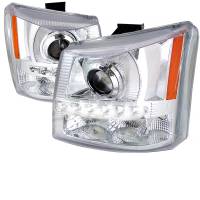 Spec'D Tuning Products - Spec-D 2002-2006 Chevrolet Avalanche/ 2003-2007 Silverado 1PC Style Projector Headlights w/ SMD LED Light Strip & Bumper Lights (Chrome Housing/Clear Lens) - Image 1
