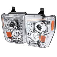 Spec'D Tuning Products - Spec-D 2008-2010 Ford F-250 F-350 F-450 Dual Halo Projector Headlights (Chrome Housing/Clear Lens) - Image 1