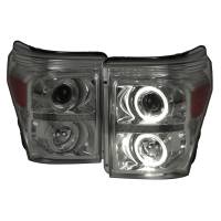 Spec'D Tuning Products - Spec-D 2011-2016 F-250 F-350 F-450 F-550 Dual Halo Projector Headlights w/ LED Turn Signal Lights (Chrome Housing/Smoke Lens) - Image 1