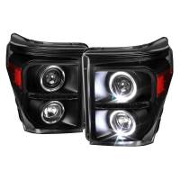 Spec'D Tuning Products - Spec-D 2011-2016 F-250 F-350 F-450 F-550 Dual Halo Projector Headlights w/ LED Turn Signal Lights (Matte Black Housing/Clear Lens) - Image 1