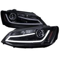 Spec'D Tuning Products - Spec-D 2011-2018 Volkswagen Jetta MK6 LED Bar Projector Headlights (Glossy Black Housing/Smoke Lens) - Image 1