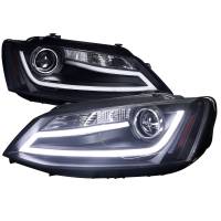 Spec'D Tuning Products - Spec-D 2011-2018 Volkswagen Jetta MK6 LED Bar Projector Headlights (Matte Black Housing/Clear Lens) - Image 1