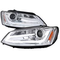 Spec'D Tuning Products - Spec-D 2011-2018 Volkswagen Jetta MK6 LED Bar Projector Headlights (Chrome Housing/Clear Lens) - Image 1