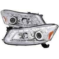 Spec'D Tuning Products - Spec-D 2008-2012 Honda Accord Sedan Single Halo Projector Headlights w/ LED Light Strip & LED Turn Signal Lights (Chrome Housing/Clear Lens) - Image 1