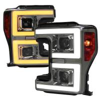 Spec'D Tuning Products - Spec-D 2017-2019 Ford F-250 F-350 F-450 F-550 LED C-Bar Projector Headlights w/ Switchback Sequential Turn Signals (Chrome Housing/Smoke Lens) - Image 1