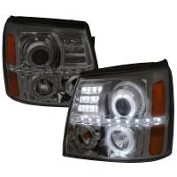 Spec'D Tuning Products - Spec-D 2002-2006 Cadillac Escalade Dual Halo Projector Headlights w/ SMD LED Light Strip (Chrome Housing/Smoke Lens) - Image 1