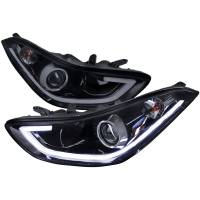 Spec'D Tuning Products - Spec-D 2011-2013 Hyundai Elantra Projector Headlights w/ LED Bar (Glossy Black Housing/Smoke Lens) - Image 1