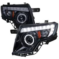 Spec'D Tuning Products - Spec-D 2007-2010 Ford Edge Halo Projector Headlights w/ LED Light Strip (Glossy Black Housing/Smoke Lens) - Image 1