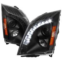 Spec'D Tuning Products - Spec-D 2008-2014 Cadillac CTS Projector Headlights w/ LED Light Strip (Matte Black Housing/Clear Lens) - Image 1