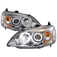 Spec'D Tuning Products - Spec-D 2001-2003 Honda Civic Dual Halo Projector Headlights (Chrome Housing/Clear Lens) - Image 1