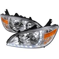 Spec'D Tuning Products - Spec-D 2004-2005 Honda Civic Projector Headlights w/ LED Light Strip (Chrome Housing/Clear Lens) - Image 1