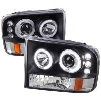Spec'D Tuning Products - Spec-D 1999-2004 Ford Excursion F-250 F-350 F-450 F-550 Dual Halo Projector Headlights (Matte Black Housing/Clear Lens) - Image 1
