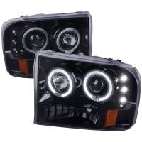 Spec'D Tuning Products - Spec-D 1999-2004 Ford Excursion F-250 F-350 F-450 F-550 Dual Halo Projector Headlights (Glossy Black/Smoke Lens) - Image 1