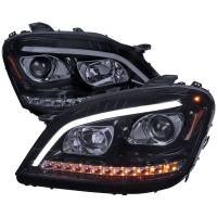 Spec'D Tuning Products - Spec-D 2006-2008 Mercedes Benz W164 ML Class LED Bar Projector Headlights w/ Sequential Turn Signal Lights (Glossy Black Housing/Smoke Lens) - Image 1
