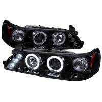 Spec'D Tuning Products - Spec-D 1993-1997 Toyota Corolla Dual Halo Projector Headlights (Glossy Black Housing/Smoke Lens) - Image 1
