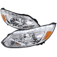 Spec'D Tuning Products - Spec-D 2012-2014 Ford Focus Projector Headlights w/ LED Light Strip & LED Turn Signal Lights (Chrome Housing/Clear Lens) - Image 1