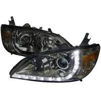 Spec'D Tuning Products - Spec-D 2004-2005 Honda Civic Projector Headlights w/ R8 Style LED Light Strip (Chrome Housing/Smoke Lens) - Image 1