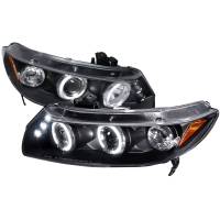 Spec'D Tuning Products - Spec-D 2006-2011 Honda Civic Coupe Dual Halo Projector Headlights (Matte Black Housing/Clear Lens) - Image 1