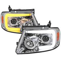 Spec'D Tuning Products - Spec-D 2004-2008 Ford F-150/ 2006-2008 Lincoln Mark LT Switchback Sequential LED C-Bar Projector Headlights (Chrome Housing/Clear Lens) - Image 1