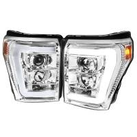 Spec'D Tuning Products - Spec-D 2011-2016 F-250/F-350/F-450/F-550 LED C-Bar Projector Headlights (Chrome Housing/Clear Lens) - Image 1
