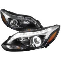Spec'D Tuning Products - Spec-D 2012-2014 Ford Focus Halo Projector Headlights w/ LED Light Strip (Matte Black Housing/Clear Lens) - Image 1