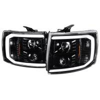 Spec'D Tuning Products - Spec-D 2007-2014 Chevrolet Silverado 1500/2500HD/3500HD LED C-Bar Projector Headlights (Jet Black Housing/Clear Lens) - Image 1