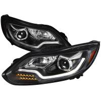 Spec'D Tuning Products - Spec-D 2012-2014 Ford Focus LED Bar Projector Headlights w/ LED Turn Signal Lights (Matte Black Housing/Clear Lens) - Image 1