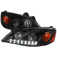 Spec'D Tuning Products - Spec-D 2005-2010 Pontiac G6 Projector Headlights w/ LED Light Strip (Matte Black Housing/Clear Lens) - Image 1