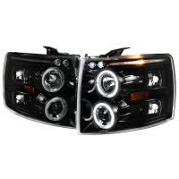 Spec'D Tuning Products - Spec-D 2007-2013 Chevrolet Silverado 1500/ 2007-2014 Silverado 2500HD 3500HD Dual Halo Projector Headlights (Jet Black Housing/Clear Lens) - Image 1
