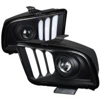 Spec'D Tuning Products - Spec-D 2005-2009 Ford Mustang LED Bar Projector Headlights (Matte Black Housing/Clear Lens) - Image 1